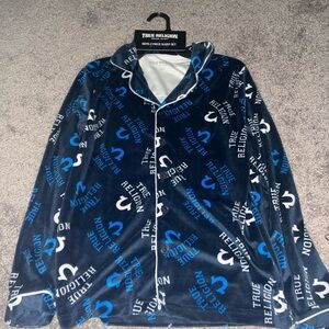 True Religion Navy and White Sleepwear Set top